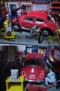 ☆ 未開封 ジオラマ ディオラマ フォルクスワーゲン SERIES NO.201 Hongwell Mini-Rama Vw Volskwagen Beetle Car Workshop Diorama Model