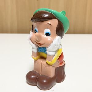 ☆匿名配送 ピノキオ disney ディズニー 三菱銀行 ソフビ貯金箱 当時物 レア　希少　非売品　ノベルティー 昭和レトロ ららら貯金箱 年代物