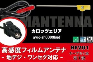 L型 フィルムアンテナ 1枚 & ケーブル 1本 セット carrozzeria カロッツェリア 用 AVIC-ZH0009HUD 地デジ ワンセグ フルセグ 汎用 高感度