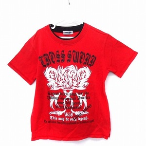 sirmione 子供服 Tシャツ カットソー プリント 丸首 半袖 コットン 綿 140 レッド 赤 /FT1 キッズ