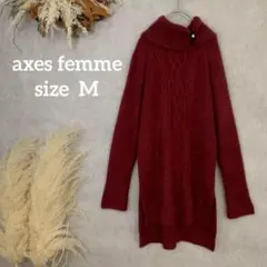 1153 axes femme ニット セーター タートルネック レッド 長袖