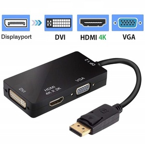 端子DisplayPort1.2 to HDMI/DVI/VGA 変換アダプタ Mini DP-DVI(24+1)ピン/VGA/HDMI4K2K 2160P 黒