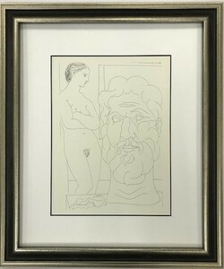 【特価】　≪　　パブロ・ピカソ　　≫　　リトグラフ【石版画】　 MODEL AND SCUPTURED HEAD　　1956年　　PABLO　PICASSO