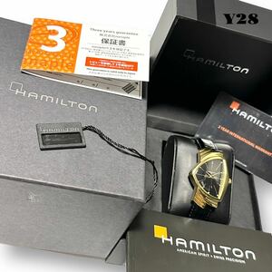 ★早いもの勝ち！ HAMILTON VENTURA ハミルトン ベンチュラ H243010 GOLD BLACK ゴールド ブラック 金 黒 純正 革 レザー バンド ベルト