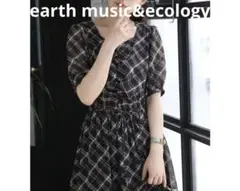 ◎ earth music&ecology ハートネックチェックワンピース