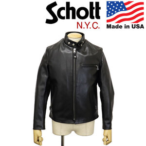 Schott (ショット) 3950099 6061 SINGLE RIDERS LEATHER JKT　シングル ライダース レザージャケット アメリカ製 10(09)BLACK 40