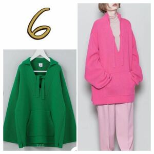 ＜6(ROKU)＞CASHMERE MEXICAN HOODIE/ニット　ケリー　グリーン　36 22114