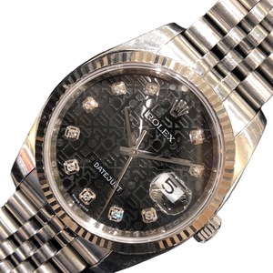 ロレックス ROLEX デイトジャスト　ホリコン 116234G シルバー/ブラック文字盤 WG/SS 腕時計 メンズ 中古