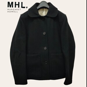 【英国製】MHL. /マーガレットハウエル レディース ウールジャケット コート ブラック 1サイズ 厚手 冬服 a-417