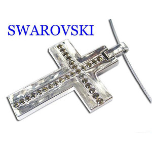 スモーキークォーツ クロス ネックレス SWAROVSKI スワロフスキー石 十字架 新品