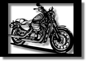 ハーレー・ダビッドソン(Harley‐Davidson) スポーツスターXL883Rの切り絵　【A4サイズ】[B4-006]