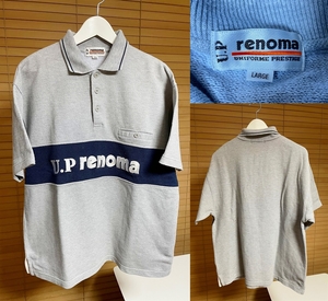 【必見です 激安1点のみ】ビンテージ U.P renoma ユーピー レノマ UNIFORME PRESTIGE ビッグロゴ 厚手 半袖 ポロシャツ L グレー系 USED