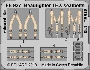 エデュアルド ズーム1/48FE927 Bristol Beaufighter TF.X seatbelts for Revell kits