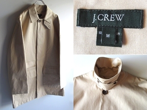 J.CREW Jクルー チンスト付 チェンジポケット 比翼 ゴム引き ステンカラーコート M ベージュ 撥水素材 USA企画