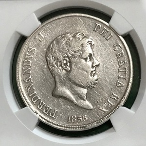 ★1856 イタリア 120グラナ銀貨 両シチリア王国 NGC XF DETAILS CLEANED