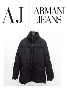 ‡新品正規　ARMANI JEANS/アルマーニ ジーンズ 胸ロゴ刺繍 フェザー混ダウン コート G6K34AH 撥水 軽量 ネック ボア付 