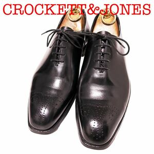 155.CROCKETT&JONES クロケットアンドジョーンズ WEYMOUTH ホールカット ワンピース ドレスシューズ ビジネスシューズ ブラック 5.5E