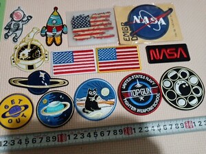 新品14個　トップガン　宇宙 刺繍ワッペンセット アイロン ワッペンアメリカ国旗 パッチ