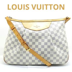 美品 Louis Vuitton ルイヴィトン N41112 ショルダーバッグ 斜め掛け ダミエ アズール シラクーサ MM 白 ホワイト フランス製