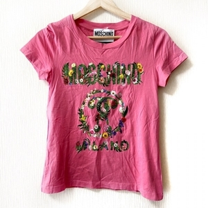 モスキーノ MOSCHINO 半袖Tシャツ サイズI 40 - 綿 ピンク×グリーン×マルチ レディース クルーネック トップス