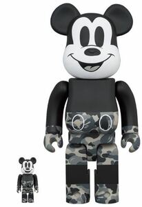 BE@RBRICK BAPE(R) MICKEY MOUSE MONOTONE Ver. 100％ & 400％ ベアブリック ベイプ ミッキーマウス モノトーン nigo ニゴー a bathing ape