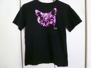 X-girl/エックスガール○黒光る猫プリントTシャツトップス2/ブラックネコねこ半袖カットソー○T73