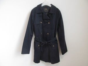 (54424)ZARA　ザラ　キッズ　女の子　コート　トレンチ　ネイビー　11/12　152㎝　USED