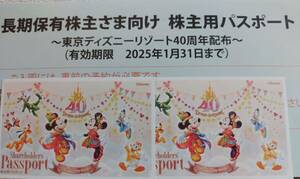 2025年1月31日（金）まで使用期限の株主優待パスポートです。【ディズニーリゾート】大人2枚／１セットでの出品になります。