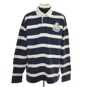 〇530456 TOMMY HILFIGER トミーヒルフィガー ○ポロシャツ ラガーシャツ 長袖 サイズL メンズ ネイビー ボーダー