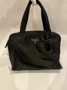 【1円〜】ジャンク PRADA プラダ ナイロン トートバッグ レディース ブラック 黒 ハンドバッグ 三角プレートゴールド金具 管理番号S67