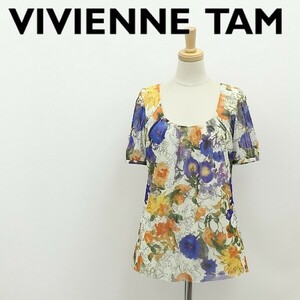 ◆VIVIENNE TAM ヴィヴィアンタム 花柄 ギャザー パワーネット トップス カットソー 0