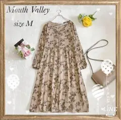 《Mouth Valley》ロングワンピース(Ｍ)前ボタン全開 ベージュ花柄