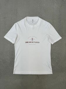 ブルネロクチネリ レタード Tシャツ ホワイト XS Brunello Cucinelli クルーネック 丸首 ロゴ コットン 白 半袖 