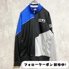 古着　used 　FILA　フィラ　長袖フルジップトラックジャケット　ジャージ　切り替え　ワッペン刺繍　イタリア　黒　ブラック