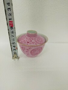 美品 蓋碗 中国古美術 新渡 粉彩 山水 青花 煎茶道具 染付 古玩 中国 在銘あり　無傷