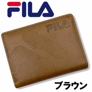 ブラウン 茶 FILA フィラ ドットロゴ ファスナークリアポケ 折財布 53