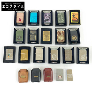 1円 ZIPPO ジッポ ラッキーストライク・ハンティングワールド他 計18点　ケース3点セット ライター