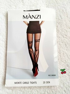 （新品）MANZI パンティストッキング　パンスト　ストッキング　ブラック　マチ付