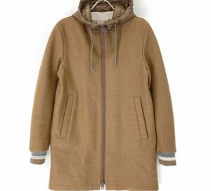 1円 ほぼ未使用 HERNO RESORT ヘルノ リゾート ロングコート フーデットコート ベージュ 44 XL~2XL レディース 極暖 冬服 ジップアップ