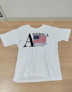 AMERICA　アメリカ　Tシャツ　白　レトロ　リメイクなどに　※難あり