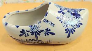 匿名取引・ヴィンテージ品[靴型小物入れ]DelftBlue(デルフトブルー　)handPainted(手描き)Holland 陶器製靴型小物入れ　アンティーク品