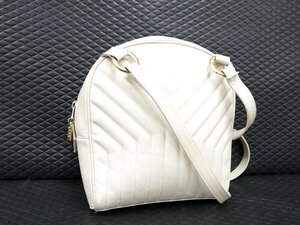 ◆美品◆YSL Yves Saint-Laurent イヴ・サンローラン◆Yステッチ◆カーフ レザー 本革◆ショルダー バッグ◆白 G金具◆ヴィンテージ◆A7160