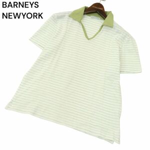 BARNEYS NEWYORK バーニーズ ニューヨーク 春夏 ボーダー★ 半袖 スキッパー ポロシャツ Sz.M位　メンズ 日本製　A4T08022_7#A