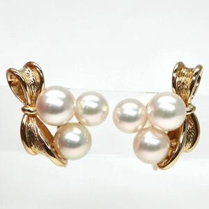 MIKIMOTO(ミキモト)高品質!!◆K14 アコヤ本真珠イヤリング◆M 約7.7g 6.0-6.5mm珠 パール pearl earring ジュエリー EC5/ED0