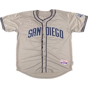 古着 Majestic MLB SAN DIEGO PADRES サンディエゴパドレス メッシュ ナンバリング ゲームシャツ ベースボールシャツ メンズXXL /eaa454339