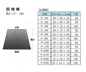 パワーテーパー目地棒(P-6W×2m)，1箱100本入