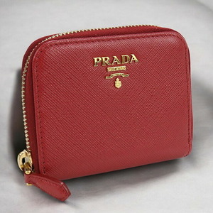 中古 プラダ 小銭入れ レディース ブランド PRADA サフィアーノレザー コインケース レザー レッド 財布