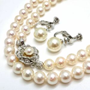 《アコヤ本真珠ネックレス&イヤリング》 O 33.6g 44cm 約6.5-7.0mm珠 ジュエリー pearl necklace jewelry EA3/EA5