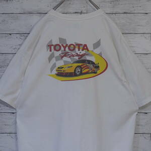 00s 2009年 TOYOTA RACING トヨタ レーシング 両面プリント バックプリント ヘビーウェイト 肉厚 半袖 Tシャツ XL ホワイト 20202802