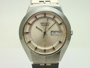 1000円スタート 腕時計 SEIKO セイコー 3803-7000 QUARTZ クオーツ QZ シルバー文字盤 SS デイデイト カレンダー メンズ 社外ベルト 5 J723